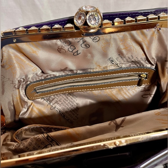 Moda Patent Faux Leather Purse-like Handbag - Deep Purple LDFK2712 - Picture 14 of 15